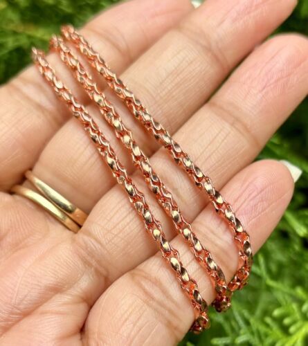 Collier chaîne infini creux en cuivre pur de 34 pouces, bijoux de guérison, s...