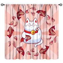 Japanese Noren Curtains, Lucky Cat Kitchen Window Curtain Oriental Style Traditi - £18.36 GBP