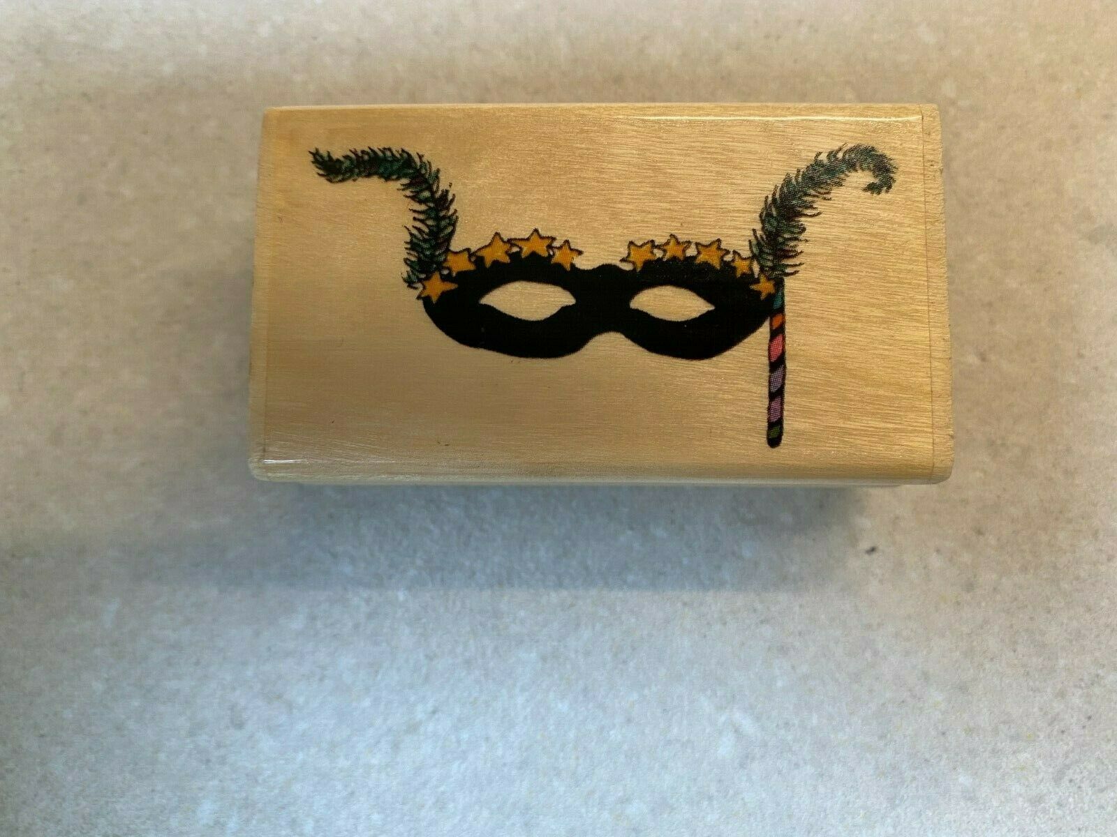MOUNTED WOOD RUBBER CRAFT STAMPS YOUR CHOICE MASK, WATERING CAN, AZTEC BOWL Item image 3