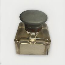Antique Large 1910 English Glass Inkwell - Crystal &amp; Nickel Over Brass - $24.74