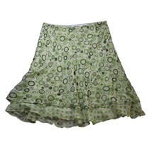 Chetta B Skirt Womens 14 Green 100% Silk Casual Polka Dot Circle Flirty - £23.40 GBP