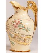 Antique Empire England yellow floral pitcher ewer 8&quot; - €81,02 EUR