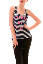 SUNDRY Womens Top Sleeveless Excuse My French Casual Navy/White Size S - £29.12 GBP