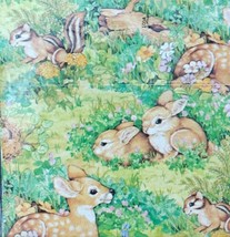 Vintage American Greetings Gift Wrap Paper Animals Bunny Deer Chipmunk N... - £7.77 GBP