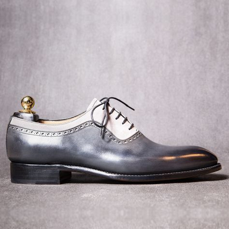 New Handmade men gray and white shoes, spectator shoes for men, dress formal