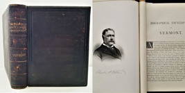 1885 Antique Biographical Encyclopedia Of Vermont Genealogy Engravings - $292.05