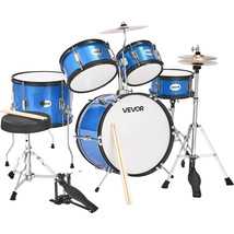 VEVOR Kids Drum Set, 5-Piece 16 in, Beginner Drums Instruments Kit (Blue) - $140.99