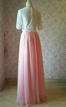 Peach Pink Long Tulle Skirt Outfit Bridesmaid Custom Plus Size Tulle Maxi Skirts image 5