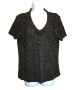 BCBG MaxAzria Women's Knit Short Sleeve Sweater Gray Black Medium M Open Front - $18.00