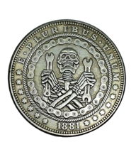 Mechanic Car Biker Token Coin Demon Memento Mori Skull Skeleton Collectible Gift - £4.90 GBP