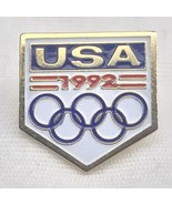 USA Olympic Rings Pin Gold Tone Vintage 1992 Red White Blue 90s - £7.86 GBP