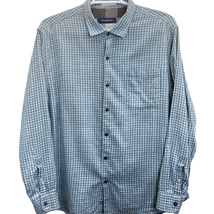Tommy Bahama Button Up Shirt Blue Gray Size XXL Long Sleeve Check 100% Cotton - $33.70