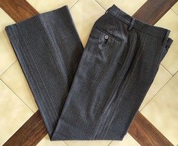 GUNEX Dark Gray Pinstripe Lightweight Stretch Wool Italian Dress Pants (... - £30.76 GBP
