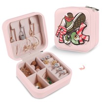 Leather Travel Jewelry Storage Box - Portable Jewelry Organizer - Rock Sneaker - £12.33 GBP
