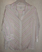 New Womens Banana Republic Pastel Stripe Seersucker Blouse Size L - £18.62 GBP