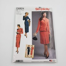 Simplicity Sewing Pattern D0824 Cut 1940s Two Piece Suit with Jacket Sizes 10-18 - $6.89