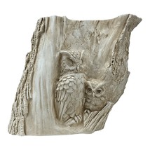 Owl with Baby Wall Décor Symbol of Wisdom Tree Trunk Plaster Relief Scul... - $89.24