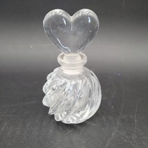 Vintage 1970’s Round Crystal Swirled Perfume Bottle With Thick Heart Stopper 4&quot; - £13.84 GBP