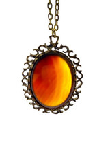 Vintage Brazilian Agate 2.5X1.5 Inch Cabochon On 24 Inch Goldtone Chain - £31.06 GBP