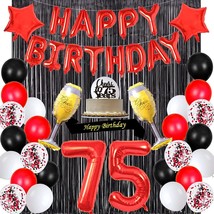 Red 75Th Birthday Decorations Happy Birthday Banner Sash Cheers To 75 Ye... - $33.99