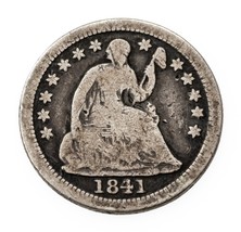 1841-O Sitzender Halb Dime H10C Guter Zustand Voll Felgen Natürlich Toning - £75.15 GBP