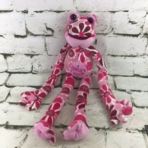 Flower Power Frogs Girls Rock Pink Floral Plush Toad Grippy Hands Stuffe... - $11.88