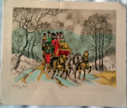 Winter Scene With Carriage &amp; Horses  Card 1970s  - £2.36 GBP