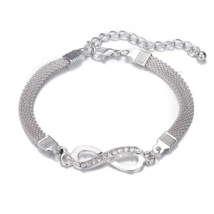 Silvery Infinity Clear Rhinestones Adjustable Bracelet - New - £13.58 GBP