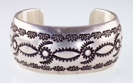 Navajo W. TAHE Stamp Design Sterling Silver Cuff Bracelet - $1,140.93