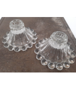VTG Glass Candlestick Pair Boopie Bubble Taper Candle Holders Set 2 Anch... - £9.55 GBP