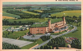 Hershey PA- Pennsylvania, Aerial View Of Hotel Hershey, Vintage Linen Postcard - £6.23 GBP