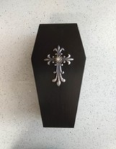 Lidded Black Coffin Storage Box With Gothic Cross and Skull Fabric  - $35.00