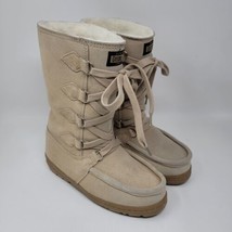 Guide Gear Womens Winter Boots Size 6 M Leather Beige Lace Up Tie Field Tested - £35.16 GBP