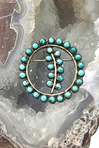 Vintage Zuni Sterling Silver Turquoise Snake Eye Petit Point Pin Brooch - £79.23 GBP