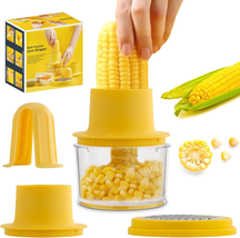 Corn Cob Stripper and Peeler Tool with Bowl and Safety Handle - Yellow - $25.66