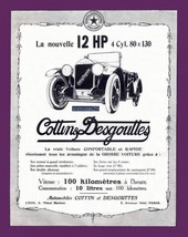 1922 Cottin &amp; Desgouttes 12 Hp Torpedo Vintage Large NON-COLOR Ad - French !! - £16.11 GBP