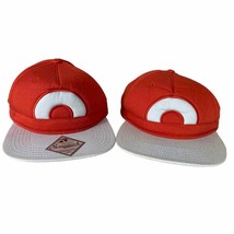 Pokemon Snapback Hat Lot of 2 Trainer Cosplay Hats Orange White Costume ... - $33.66