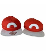 Pokemon Snapback Hat Lot of 2 Trainer Cosplay Hats Orange White Costume ... - £26.29 GBP