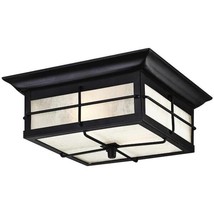 Westinghouse Orwell 2-Light Textured Black Outdoor Flush w/ Frosted Seed... - £49.38 GBP