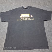 Vintage ODM Novelty T Shirt Adult XL Black Let Jack Off The Bus - $23.10