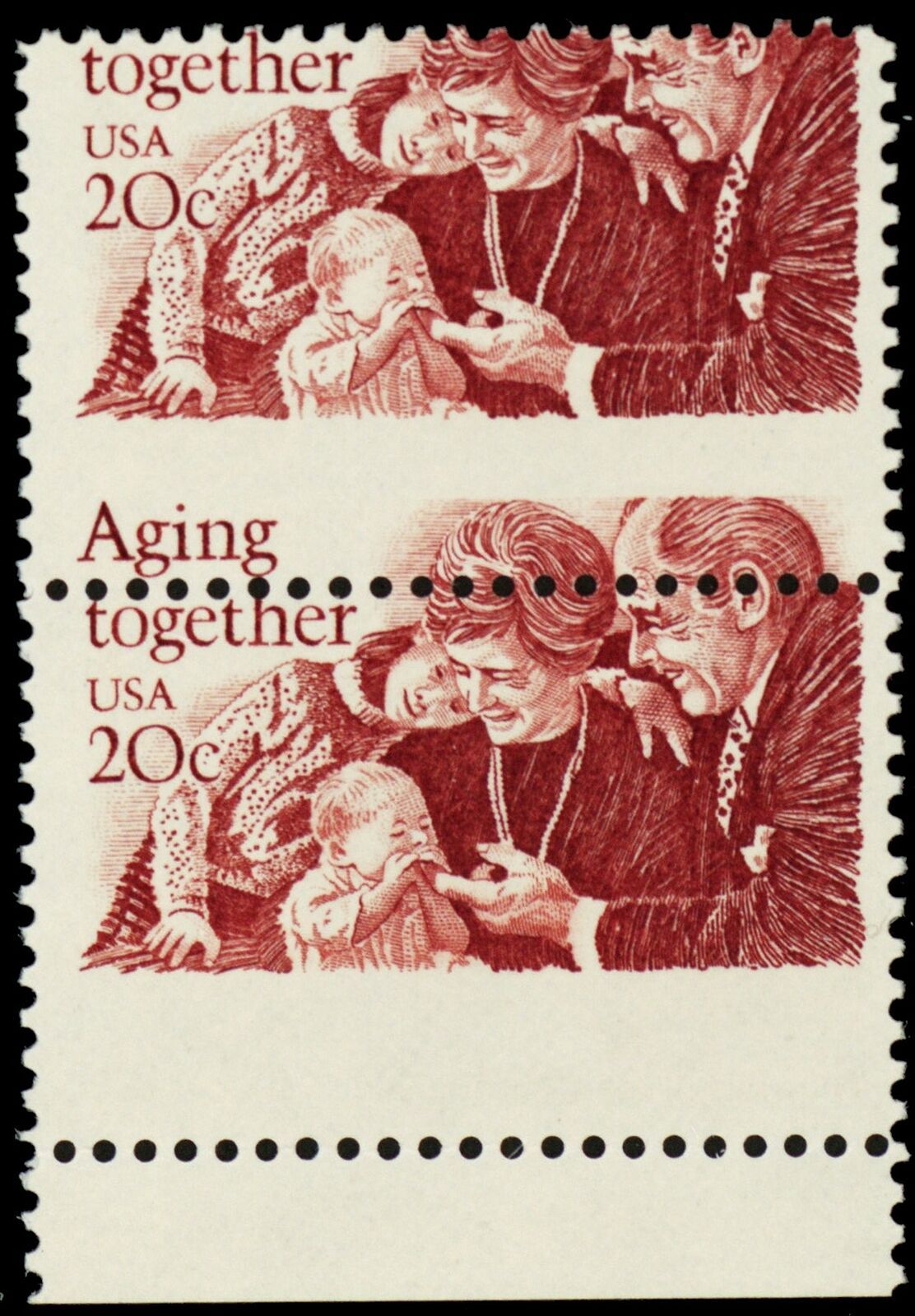 2011, MNH 20¢ Misperforated Freak Error Bottom Margin Pair - Stuart Katz - £14.12 GBP