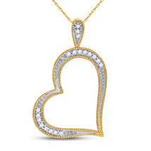 10kt Yellow Gold Womens Round Diamond Outline Heart Pendant 1/20 Cttw - £110.17 GBP