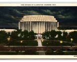 Ford Rotunda Night View Dearborn Michigan MI Linen Postcard W18 - $2.92