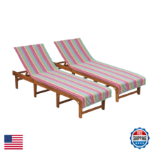 COTTON CRAFT Pool Lounge Chair Cover 2-Pack Oversized Pink Terry Stripe ... - $46.48