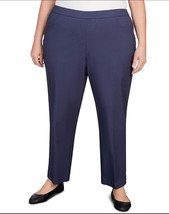 Alfred Dunner Women&#39;s Plus Dark Blue Pull On Pants Slimming Waistband 14P NWT - £18.73 GBP