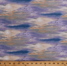 Sunset Sky Sunrise Clouds Birds Nature Landscape Cotton Fabric Print BTY D581.45 - £24.10 GBP