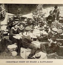 1914 WW1 Print Christmas On A Battleship Antique Military Period Collect... - £37.53 GBP