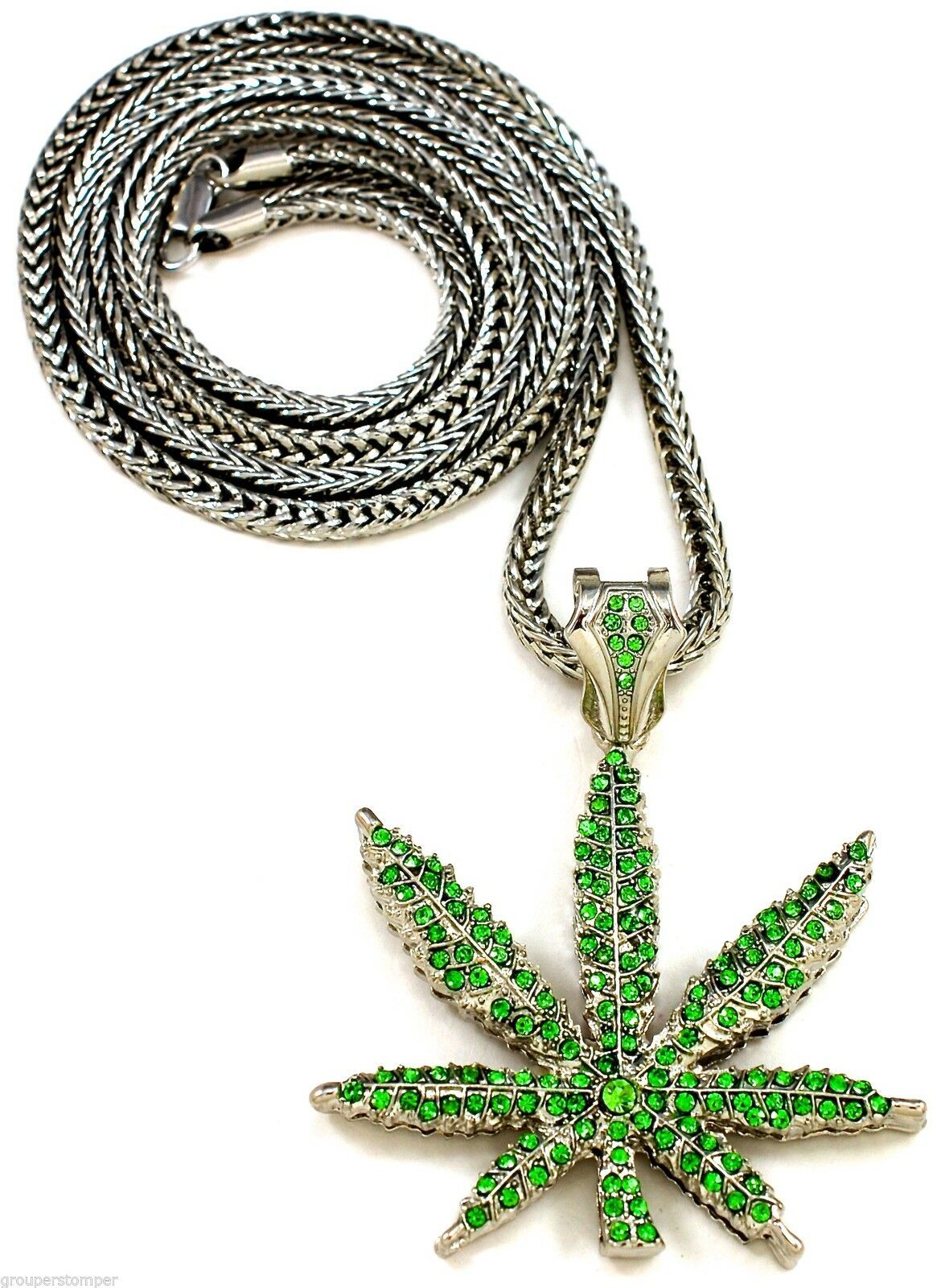 Cannabis Herbe Collier Feuille Neuf Kush Pendentif Avec 91.4cm Chain Hip Hop Pot - £26.23 GBP