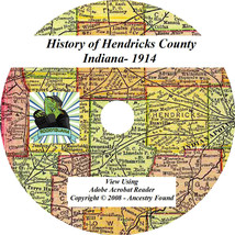 1914 History &amp; Genealogy of HENDRICKS County Indiana IN - £4.68 GBP
