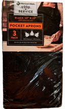3 Pack  Member&#39;s Mark Black Pocket Aprons 30&quot;W x 33&quot;L  65% Polyester 35% Cotton - £15.78 GBP